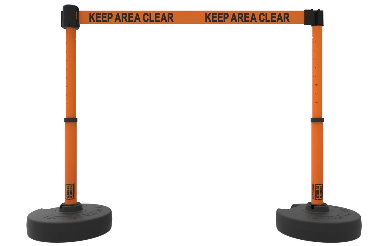 Banner Stakes Plus Barrier Set X2 With Orange "Keep Area Clear" Banner